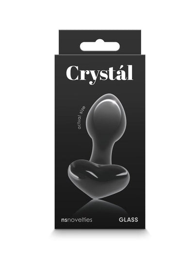 Crystál Glass Heart Anal Plug Black 1